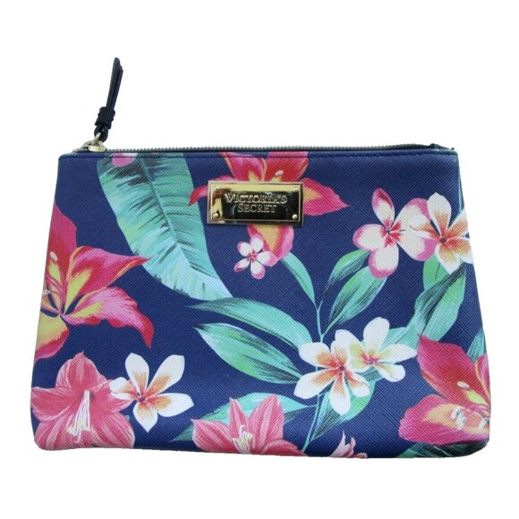 Victoria's Secret Navy & Floral Makeup Pouch/Case/Clutch - New without Tags - Picture 1 of 12